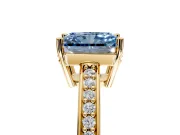 Solitaire Engagement Ring Setting for Fancy Blue Radiant Cut Center with Channel-Set Accent Band and Prong Head in Yellow Gold