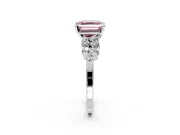 Cluster Engagement Ring Setting for Fancy Pink Asscher Cut Center with 2-Row Shoulder Clusters and Prong Head in Platinum