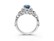 Solitaire Engagement Ring Setting for Fancy Blue Radiant Cut Center with Filigree Band and Prong Head in Platinum