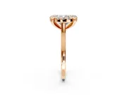 Single Halo Engagement Ring Setting for Cushion Cut Center with Corner Claws, Plain Band and Prong Head in Rose Gold