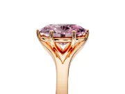 Solitaire Engagement Ring Setting for Fancy Pink Oval Center with Plain Split Shank and Prong Head in Rose Gold