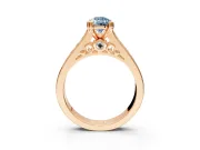 Solitaire Engagement Ring Setting for Fancy Blue Pear-Shaped Center with Channel Band and Double Claw Prong Head in Rose Gold
