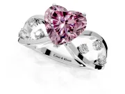 Solitaire Engagement Ring Setting for Fancy Pink Heart-Shaped Center with Criss-Cross Accent Band and Prong Head in Platinum