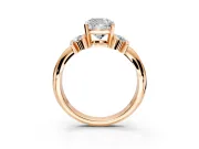 Solitaire Engagement Ring Setting for Cushion Cut Center with Grooved Bar Accent Band and Prong Head in Rose Gold