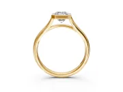 Solitaire Engagement Ring Setting for Emerald Cut Center with V Split Shank and Bezel Head in Yellow Gold