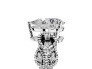 Leaf Engagement Ring Setting for Pear-Shaped Center with Milgrain Accent Band and Prong Head in Platinum