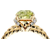Halo Engagement Ring Setting for Fancy Yellow Cushion Cut Center with Rope Twist Split Shank and Prong Head in Yellow Gold