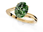 Solitaire Engagement Ring Setting for Fancy Green Oval Center with Plain Bypass Twist Band and Prong Head in Yellow Gold