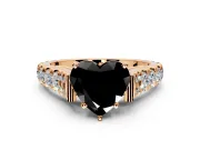 Solitaire Engagement Ring Setting for Fancy Black Heart-Shaped Center with Pave Cathedral Shoulders and Prong Head in Rose Gold