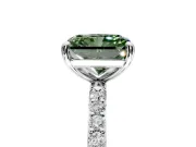 Solitaire Engagement Ring Setting for Fancy Green Radiant Cut Center with Pave Accents and Prong Head in Platinum