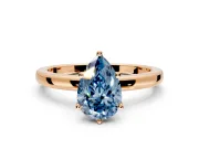 Solitaire Engagement Ring Setting for Fancy Blue Pear-Shaped Center with Plain Band and Tulip Prong Head in Rose Gold