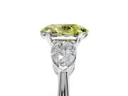 3 Stone Engagement Ring Setting for Fancy Yellow Oval Center with Large Pear-Shaped Accents and Prong Head in Platinum