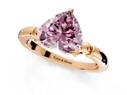 Solitaire Engagement Ring Setting for Fancy Pink Heart-Shaped Center with Beaded Shoulders and Prong Head in Rose Gold