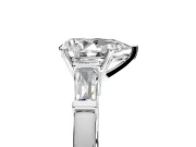 3 Stone Engagement Ring Setting for Pear-Shaped Center with Channel Baguette Accents and Prong Head in Sterling Silver