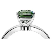 Solitaire Engagement Ring Setting for Fancy Green Radiant Cut Center with Plain Band and Tulip Prong Head in Sterling Silver