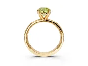 Solitaire Engagement Ring Setting for Fancy Yellow Round Cut Center with Milgrain X Pattern Band and Prong Head in Yellow Gold