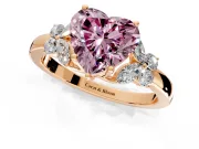 Solitaire Engagement Ring Setting for Fancy Pink Heart-Shaped Center with Marquise Flower Shoulders and Prong Head in Rose Gold