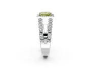 Halo Engagement Ring Setting for Fancy Yellow Princess Cut Center with Wide-Open Pave Split Shank and Prong Head in Sterling Silver