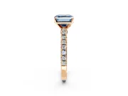 Solitaire Engagement Ring Setting for Fancy Blue Asscher Cut Center with Single Row Accent Band and Prong Head in Rose Gold