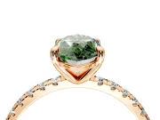 Solitaire Engagement Ring Setting for Fancy Green Marquise Center with Fine Pave Narrow Band and Prong Head in Rose Gold
