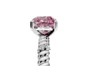 Rope Engagement Ring Setting for Fancy Pink Cushion Cut Center with Accent Shoulders and Prong Head in White Gold