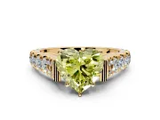 Solitaire Engagement Ring Setting for Fancy Yellow Heart-Shaped Center with Pave Cathedral Shoulders and Prong Head in Yellow Gold
