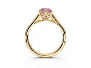 Solitaire Engagement Ring Setting for Fancy Pink Cushion Cut Center with Cathedral Band and Prong Head in Yellow Gold