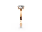 Hidden Halo Engagement Ring Setting for Radiant Cut Center with Wide Flat Plain Band and Prong Head in Rose Gold