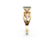 Solitaire Engagement Ring Setting for Emerald Cut Center with Criss-Cross Accent Band and Prong Head in Yellow Gold