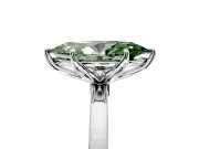 Solitaire Engagement Ring Setting for Fancy Green Marquise Center with Thin Rounded Plain Band and Prong Head in Sterling Silver