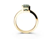 Solitaire Engagement Ring Setting for Fancy Green Princess Cut Center with Plain Band and Flat Tab Prong Head in Yellow Gold