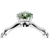 Solitaire Engagement Ring Setting for Fancy Green Pear-Shaped Center with Bamboo Band and Prong Head in Sterling Silver