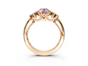 Cluster Engagement Ring Setting for Fancy Pink Oval Center with Bezel Accent Clusters and Prong Head in Rose Gold