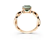 Solitaire Engagement Ring Setting for Fancy Green Asscher Cut Center with Twisted Pave Band and Prong Head in Rose Gold