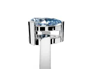 Solitaire Engagement Ring Setting for Fancy Blue Pear-Shaped Center with Plain Band and Flat Tab Prong Head in Sterling Silver