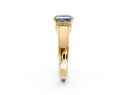 Solitaire Engagement Ring Setting for Fancy Blue Princess Cut Center with Wide Band, Pave Collar and Prong Head in Yellow Gold