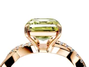 Crossover Engagement Ring Setting for Fancy Yellow Asscher Cut Center with Pave and Plain Strands and Prong Head in Rose Gold