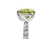 Solitaire Engagement Ring Setting for Fancy Yellow Radiant Cut Center with Micro Pave Band and Prong Head in Sterling Silver