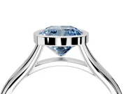 Solitaire Engagement Ring Setting for Fancy Blue Cushion Cut Center with V Split Shank and Bezel Head in White Gold