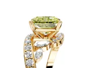 Solitaire Engagement Ring Setting for Fancy Yellow Radiant Cut Center with Pave Bypass Twist Band and Prong Head in Yellow Gold