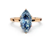 Solitaire Engagement Ring Setting for Fancy Blue Marquise Center with Plain Band and Tulip Prong Head in Rose Gold