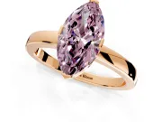 Solitaire Engagement Ring Setting for Fancy Pink Marquise Center with Plain Band and Flat Tab Prong Head in Rose Gold