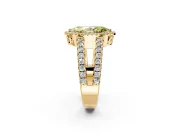 Halo Engagement Ring Setting for Fancy Yellow Marquise Center with Wide-Open Pave Split Shank and Prong Head in Yellow Gold