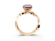 Solitaire Engagement Ring Setting for Fancy Pink Asscher Cut Center with Pave and Plain Crossover Band and Prong Head in Rose Gold