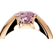 Tension Engagement Ring Setting for Fancy Pink Cushion Cut Center with Wide Tapered Band and Tension Head in Rose Gold