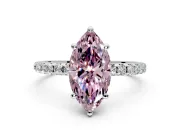 Solitaire Engagement Ring Setting for Fancy Pink Marquise Center with Micro Pave Band and Prong Head in Platinum