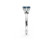 Solitaire Engagement Ring Setting for Fancy Blue Emerald Cut Center with Plain Band and Tulip Prong Head in Platinum