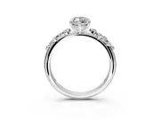 Cluster Engagement Ring Setting for Marquise Center with Round Cut Accent Band and Prong Head in Platinum
