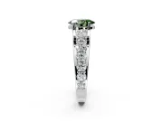 Solitaire Engagement Ring Setting for Fancy Green Oval Center with Graduated Shared Prongs and Prong Head in Sterling Silver