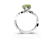 Solitaire Engagement Ring Setting for Fancy Yellow Heart-Shaped Center with Pave and Plain Crossover Band and Prong Head in Sterling Silver
